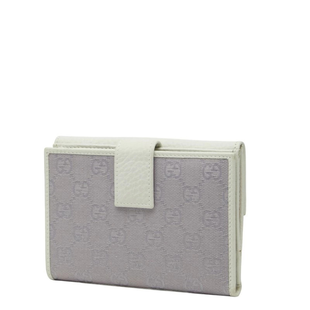 Gucci White Bi Canvas GG Wallet fold Purple Leather White Purple